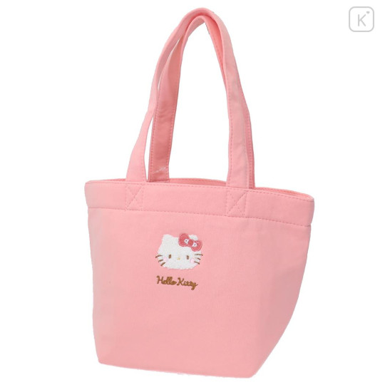 Japan Sanrio Mini Tote Bag - Hello Kitty / Fluffy Embroidery - 1