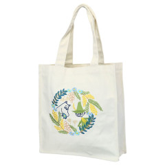 Japan Moomin Embroidery Tote Bag - Moomintroll & Snufkin / Embroidery Spring Wreath