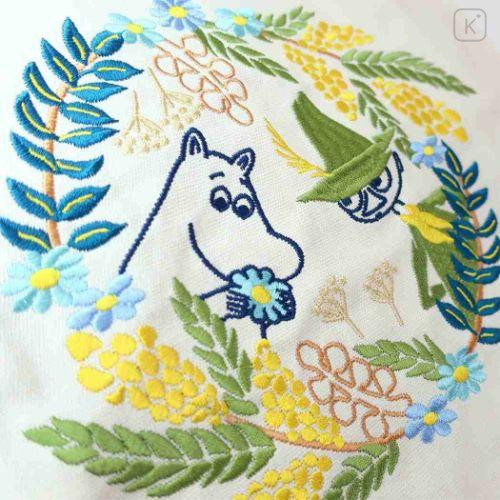 Japan Moomin Embroidery Tote Bag - Moomintroll & Snufkin / Embroidery Spring Wreath - 4