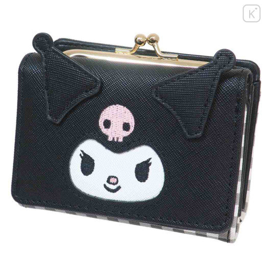 Japan Sanrio Trifold Wallet - Kuromi / Face - 1