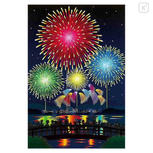 Japan Famous Scenery Postcard - Summer Fireworks on the Lake - 1