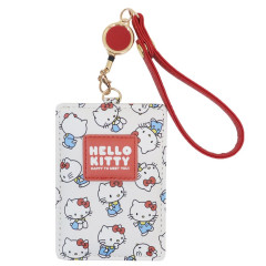 Japan Sanrio Pass Case Card Holder with Reel - Hello Kitty