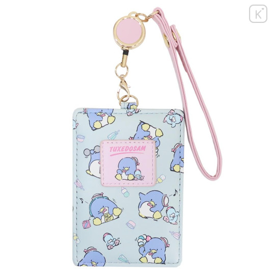 Japan Sanrio Pass Case Card Holder with Reel - Tuxedo Sam - 1