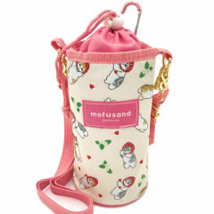 Japan Mofusand Plastic Bottle Holder - Fruit Cat Strawberry Nyan / Heart Carabiner