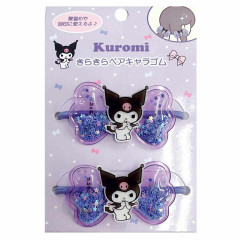 Japan Sanrio Mascot Hair Tie Set - Kuromi / Sparkling Ribbon