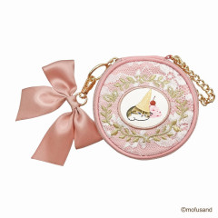Japan Mofusand Mini Accessory Pouch Lace × Embroidery - Cat / Ice Cream Pink