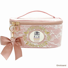 Japan Mofusand Vanity Pouch Lace × Embroidery - Cat / Cupcake Pink