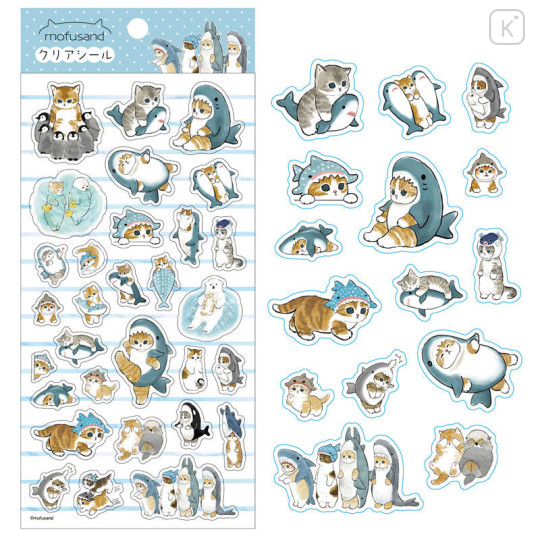 Japan Mofusand Clear Sticker - Cat / Sea Creatures - 1