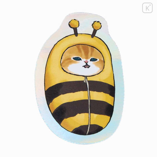 Japan Mofusand Hologram Vinyl Sticker - Cat / Bee Nyan Swaddled Sleepyhead - 1