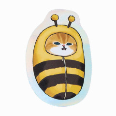 Japan Mofusand Hologram Vinyl Sticker - Cat / Bee Nyan Swaddled Sleepyhead