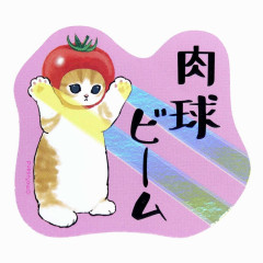 Japan Mofusand Hologram Vinyl Sticker - Fruit Cat / Apple Nyan Paw