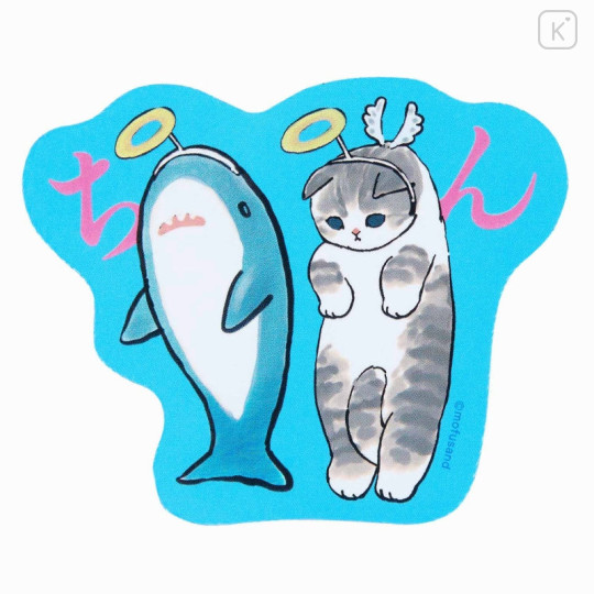 Japan Mofusand Hologram Vinyl Sticker - Cat / Shark Nyan Angel - 1