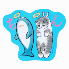 Japan Mofusand Hologram Vinyl Sticker - Cat / Shark Nyan Angel