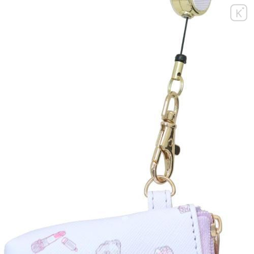 Japan Sanrio Mini Pouch & Pass Case Card Holder with Reel - Kuromi / Happy Life - 4