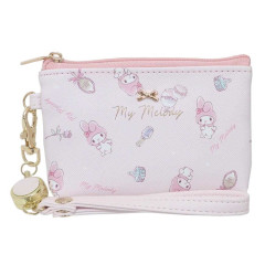 Japan Sanrio Mini Pouch & Pass Case Card Holder with Reel - My Melody / Happy Life