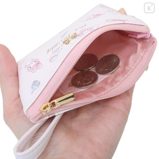 Japan Sanrio Mini Pouch & Pass Case Card Holder with Reel - My Melody / Happy Life - 3