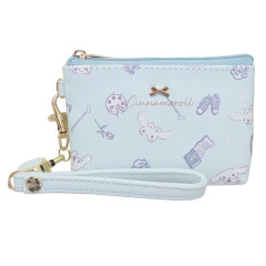 Japan Sanrio Mini Pouch & Pass Case Card Holder with Reel - Cinnamoroll / Happy Life