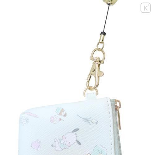 Japan Sanrio Mini Pouch & Pass Case Card Holder with Reel - Pochacco / Happy Life - 4