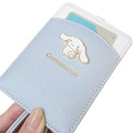 Japan Sanrio Pass Case Card Holder with Reel - Cinnamoroll / Blue & White - 3