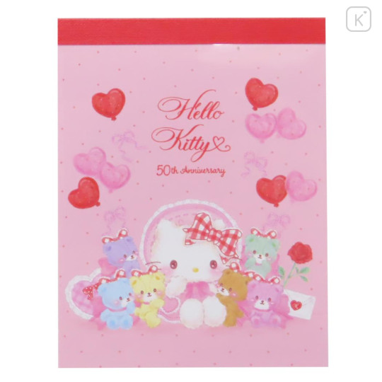 Japan Sanrio Mini Notepad - Love Bears / Hello Kitty 50th Anniversary - 1