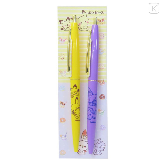 Japan Pokemon Clic Gold Ballpoint Pen Set - Sweets Shop Pokepeace : Espurr & Pichu & Pikachu & Scorbunny - 1