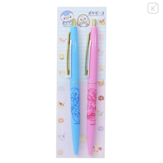 Japan Pokemon Gold Clip Ball Pen Set - Sweets Shop Pokepeace / Piplup & Rowlet & Alcremie & Milcery - 1