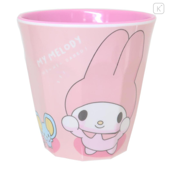 Japan Sanrio Melamine Tumbler - My Melody / Toddler Look Up For Hug - 1