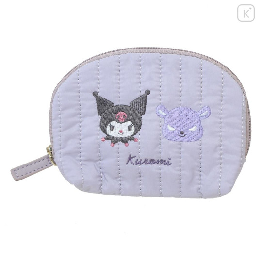 Japan Sanrio Mini Pouch & Tissue Case - Kuromi / Quilted - 1