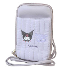 Japan Sanrio Gadget Phone & Card Shoulder Pouch - Kuromi / Quilted