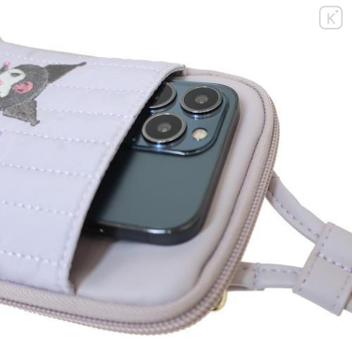 Japan Sanrio Gadget Phone & Card Shoulder Pouch - Kuromi / Quilted - 4