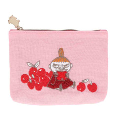 Japan Moomin Embroidery Mini Pouch & Tissue Case - Little My / Pink