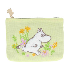 Japan Moomin Embroidery Mini Pouch & Tissue Case - Green