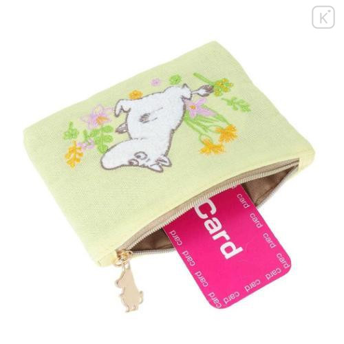 Japan Moomin Embroidery Mini Pouch & Tissue Case - Green - 5