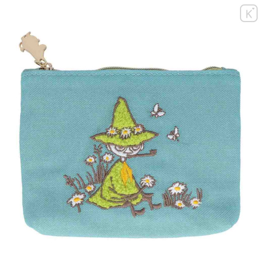 Japan Moomin Embroidery Mini Pouch & Tissue Case - Snufkin / Blue - 1