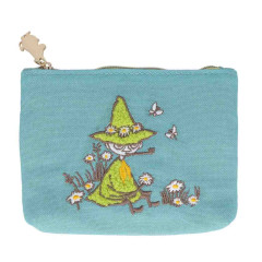 Japan Moomin Embroidery Mini Pouch & Tissue Case - Snufkin / Blue