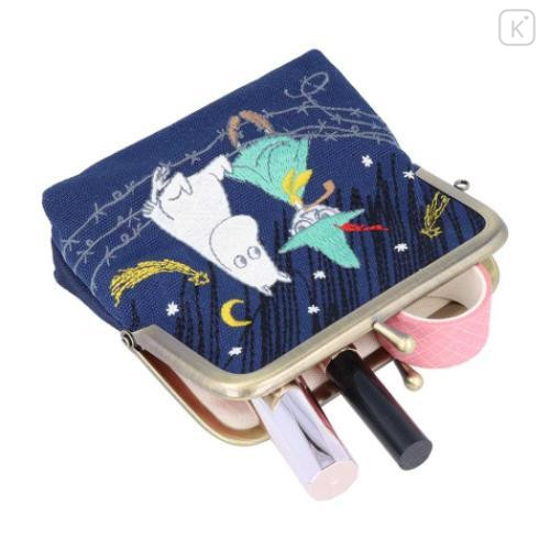 Japan Moomin Embroidery Mini Pouch - Moomintroll & Snufkin / Star Night - 4