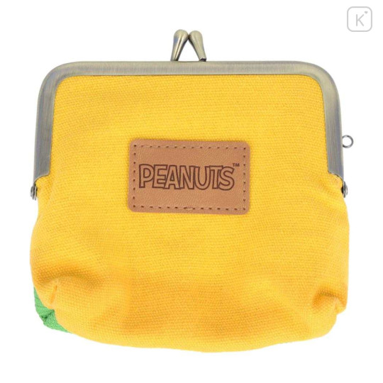 Japan Peanuts Embroidery Mini Pouch - Snoopy & Charlie / Happy - 2