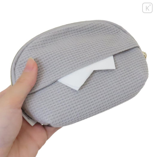 Japan Peanuts Mini Mesh Pouch & Tissue Case - Snoopy : Ghost Grey - 2