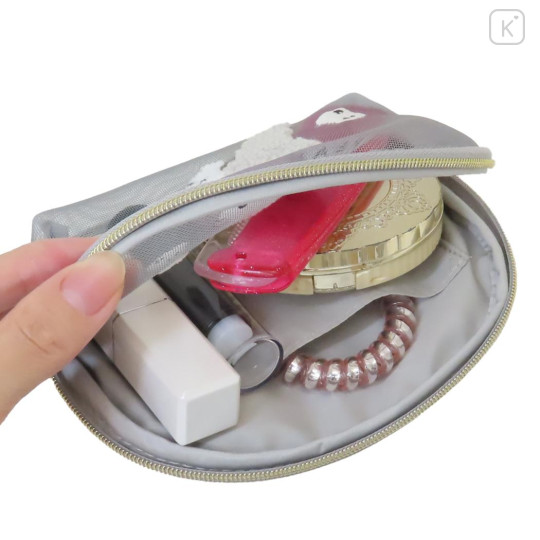 Japan Peanuts Mini Mesh Pouch & Tissue Case - Snoopy : Ghost Grey - 3