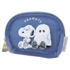 Japan Peanuts Mini Mesh Pouch & Tissue Case - Snoopy / Ghost Blue