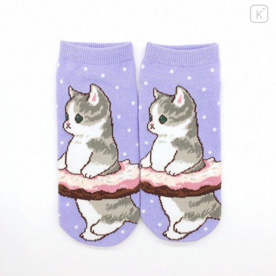 Japan Mofusand Rib Socks - Cat / Donut Purple - 1