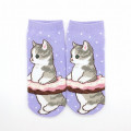 Japan Mofusand Rib Socks - Cat / Donut Purple - 1