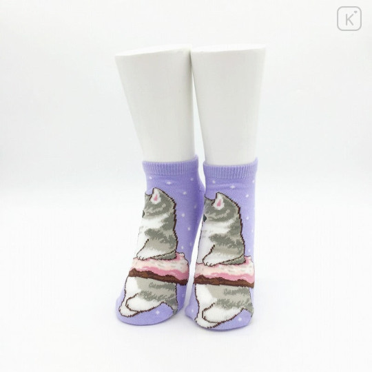 Japan Mofusand Ankle Socks - Cat : Donut Purple - 2