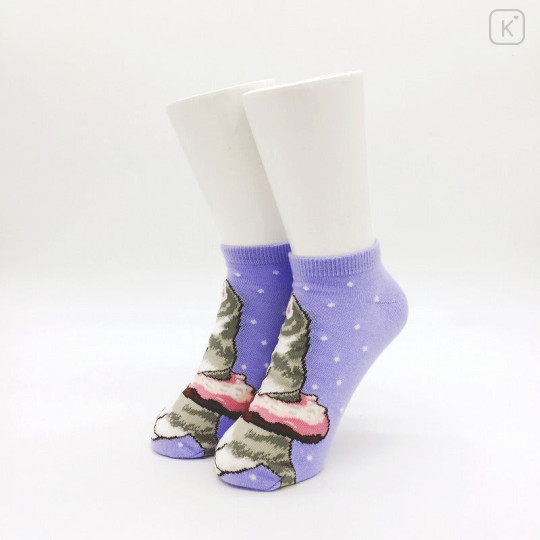 Japan Mofusand Rib Socks - Cat / Donut Purple - 3