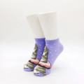 Japan Mofusand Rib Socks - Cat / Donut Purple - 3