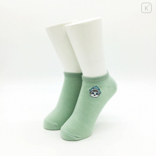 Japan Mofusand Ankle Socks - Cat : Whale Nyan Green - 2