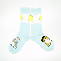 Japan Mofusand See-Through Crew Socks - Cat / Rabbit Nyan Rose Blue