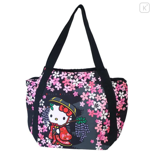 Japan Sanrio Balloon Tote Bag - Hello Kitty / Sakura At Night - 1