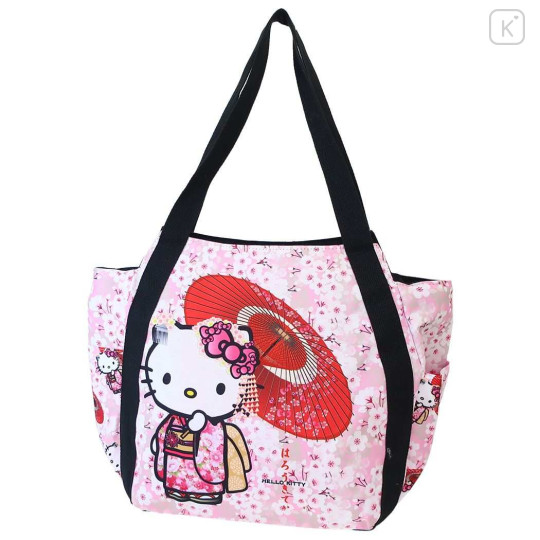 Japan Sanrio Balloon Tote Bag - Hello Kitty / Sakura Pink - 1