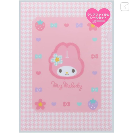 Japan Sanrio A5 File with Sticker Set - My Melody / Y2k Houndstooth - 1